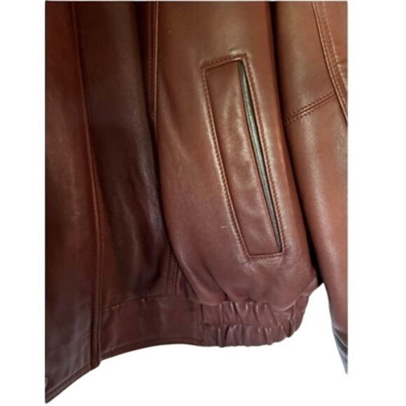 Vintage Creations de Cuir by Andre 100% Leather Brown Bomber Jacket - Size 42 - Picture 4 of 9